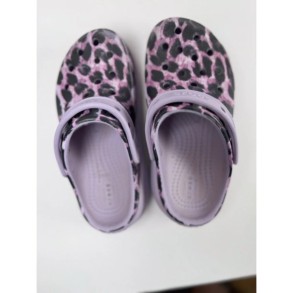 Crocs Kids Sandals Purple Classic Animal Cutie Clog Water Outdoor Casual Size 1